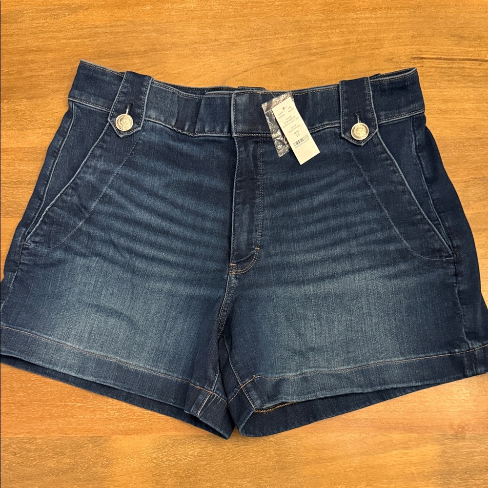 White House Black Market New Sz 14 Women's Dark Blue 5” High Waist Denim Shorts